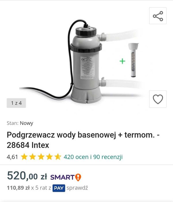 Podgrzewacz wody basenowej 28684 Intex