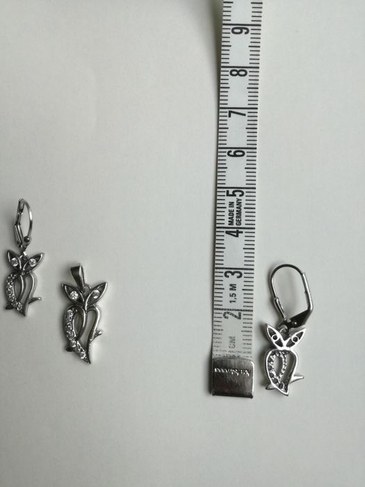 Komplet srebrny sowa