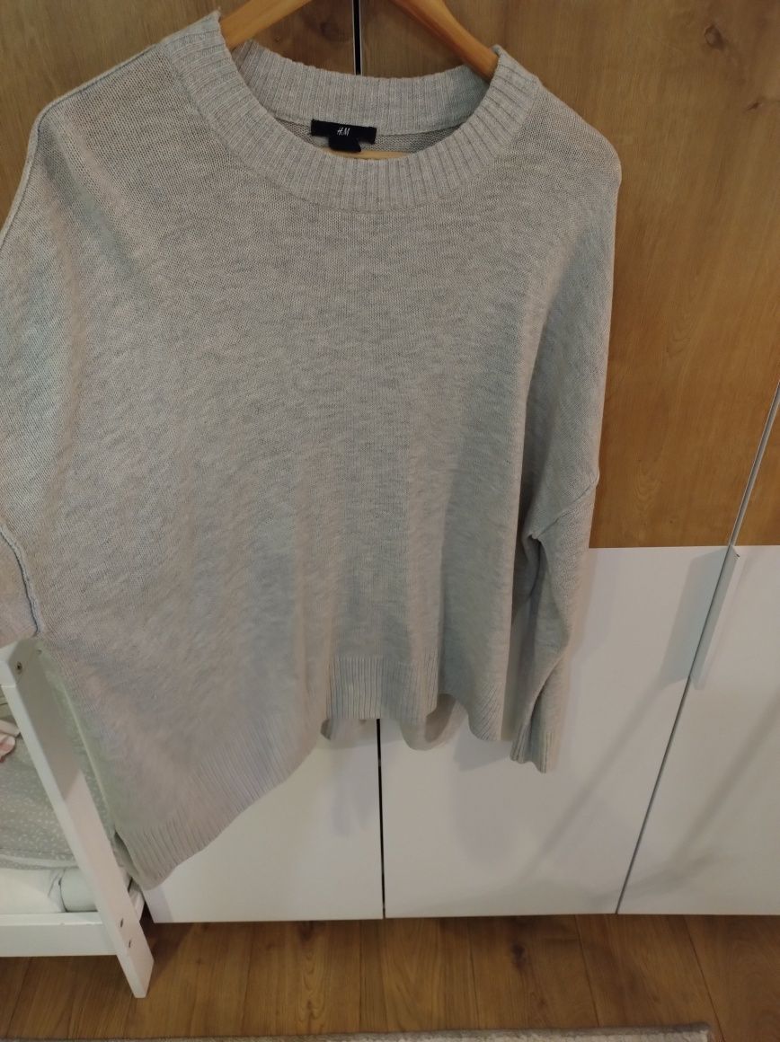 Szary sweter sweterek pudełko h&m r. 42 oversize ciążowy