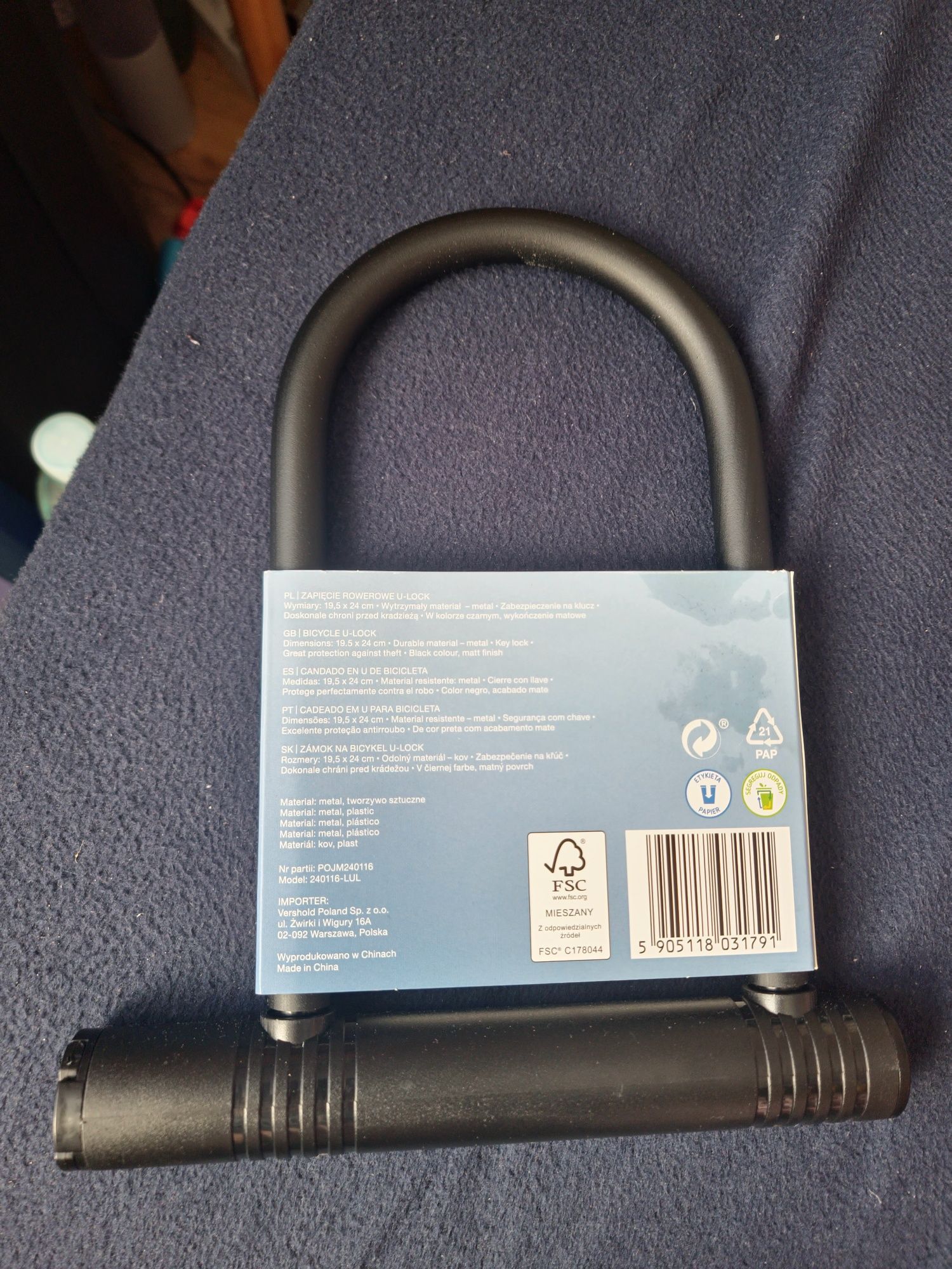 Zapięcie rowerowe U-Lock Nowe