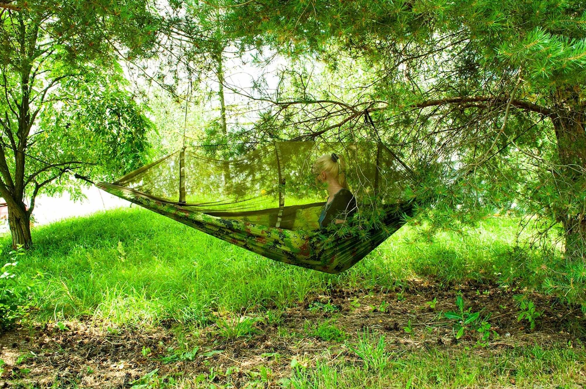 XXL Zestaw 2w1 Hamak Turystyczny Moskitiera Survival 2os +GRATIS Torba