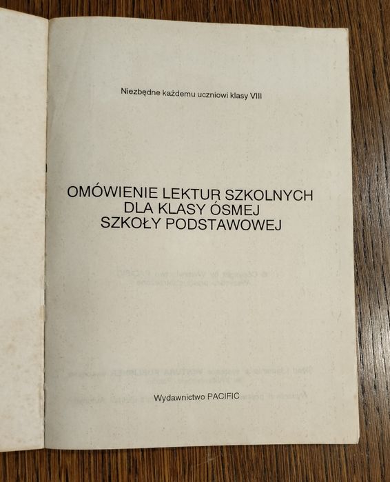 Omówienie lektur: język polski klasa 8, wydawnictwo Pacific
