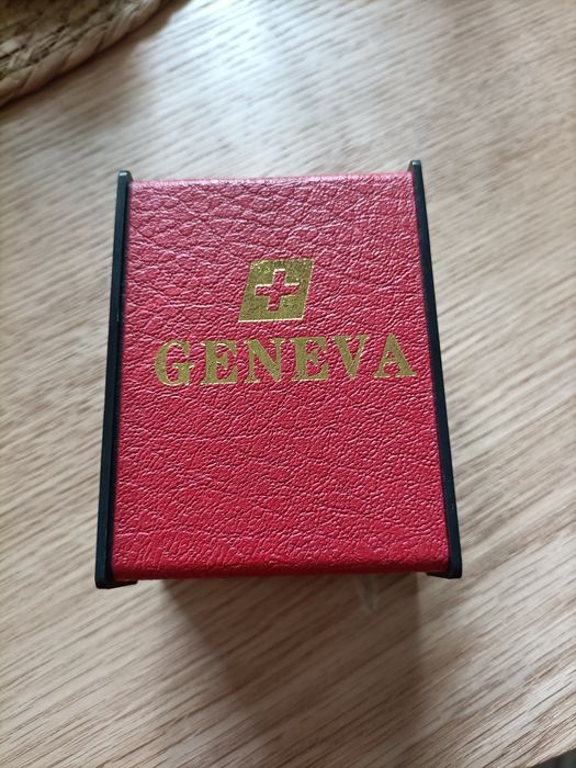 Nowy męski elegancki zegarek Geneva z pudełkiem