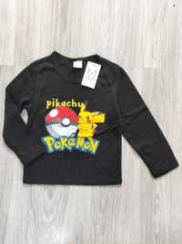 Czarny bawełniany t-shirt koszulka z długim rękawem Pokemon 100 104