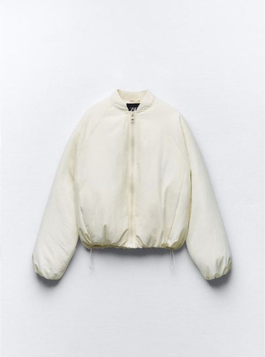 Бомбер куртка zara белая моллчная s