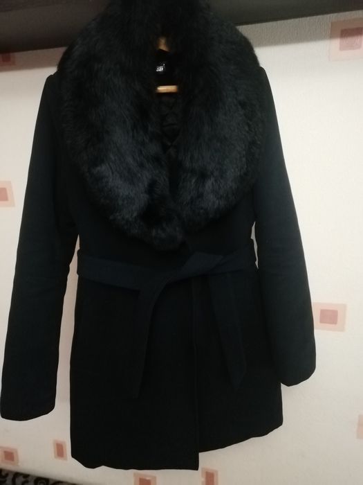 Кашемировое пальто с мехом кролика