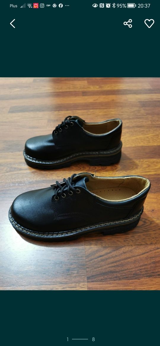 Buty Męskie Extra Mocne Gruby Spód Skórzane