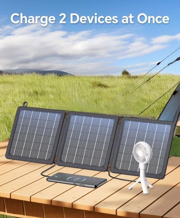 WASTDE Przenośny ładowarka słoneczna 15 W, ładowarka solarna USB
