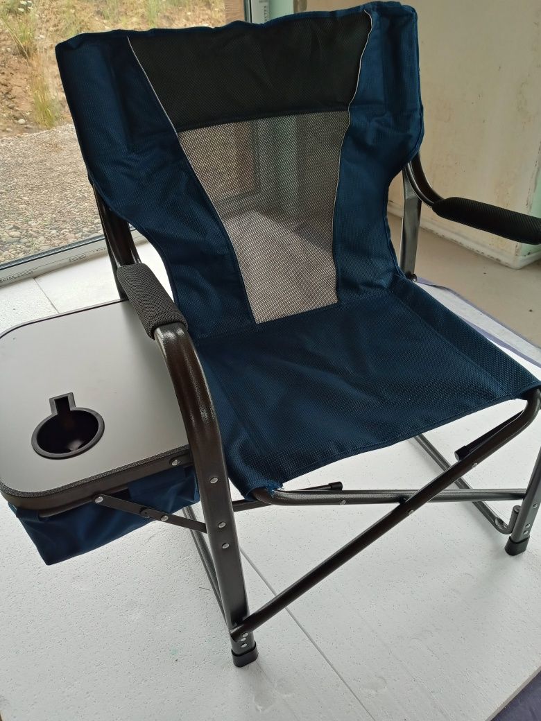 Składane krzesło kempingowe ze stołem bocznym Alpha Camp