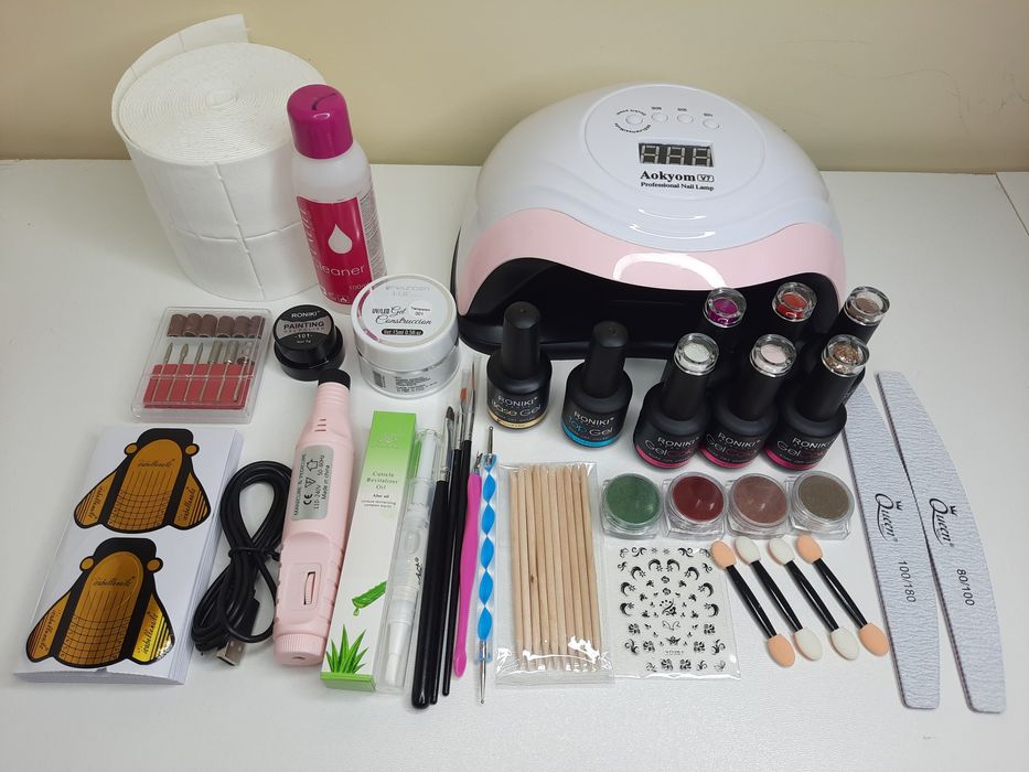 Duży zestaw do hybryd przedłużania zdobień paznokci lampa frezarka