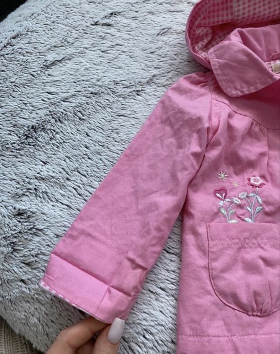 Bhs 0-3 miesiące 50-56 cm 56/62 cm różowa kurtka płaszcz trencz
