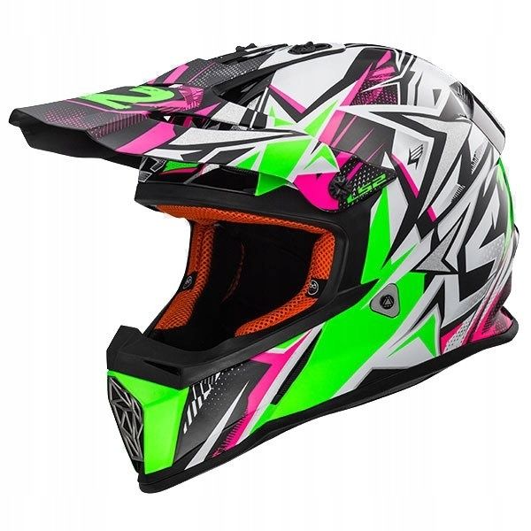Kask cross LS2 różowy zielony motocross żużel airoh shoei fox