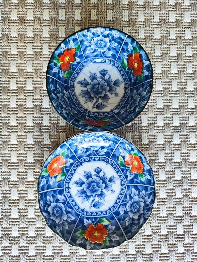 Prato e tigela com marca - porcelana japonesa