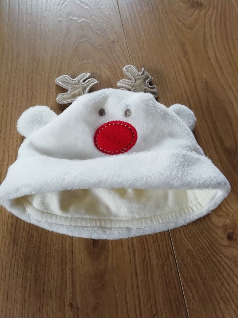 Czapeczka czapka niemowlęca Boże Narodzenie renifer święta 0-3 mies