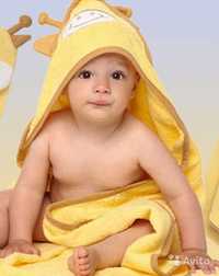 Дитячий махровий рушник-куточок  для новонародженого з капюшоном Новий