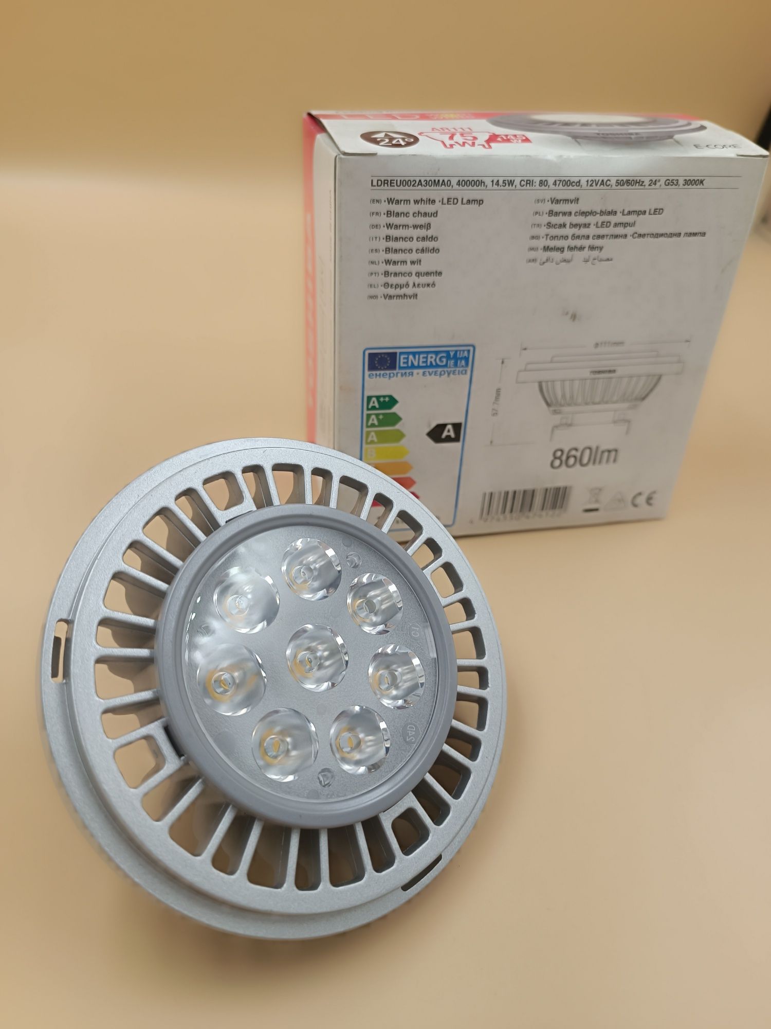Світлодіодна лампа TOSHIBA LED AR111 12V 15W з цоколем G53