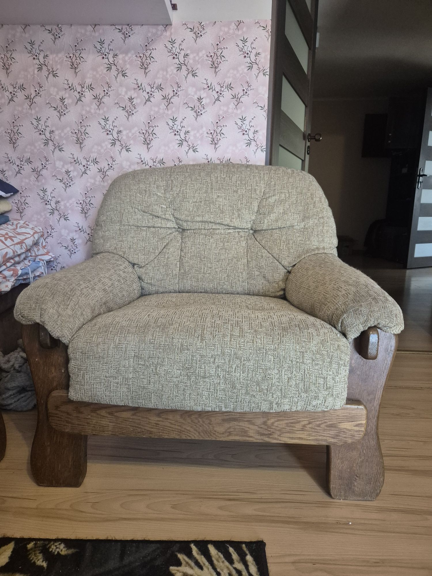 Meble 2fotele sofa nierozkładana drewno