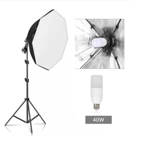 Kit estúdio iluminação fotografia e vídeo 2 softboxes octogonais