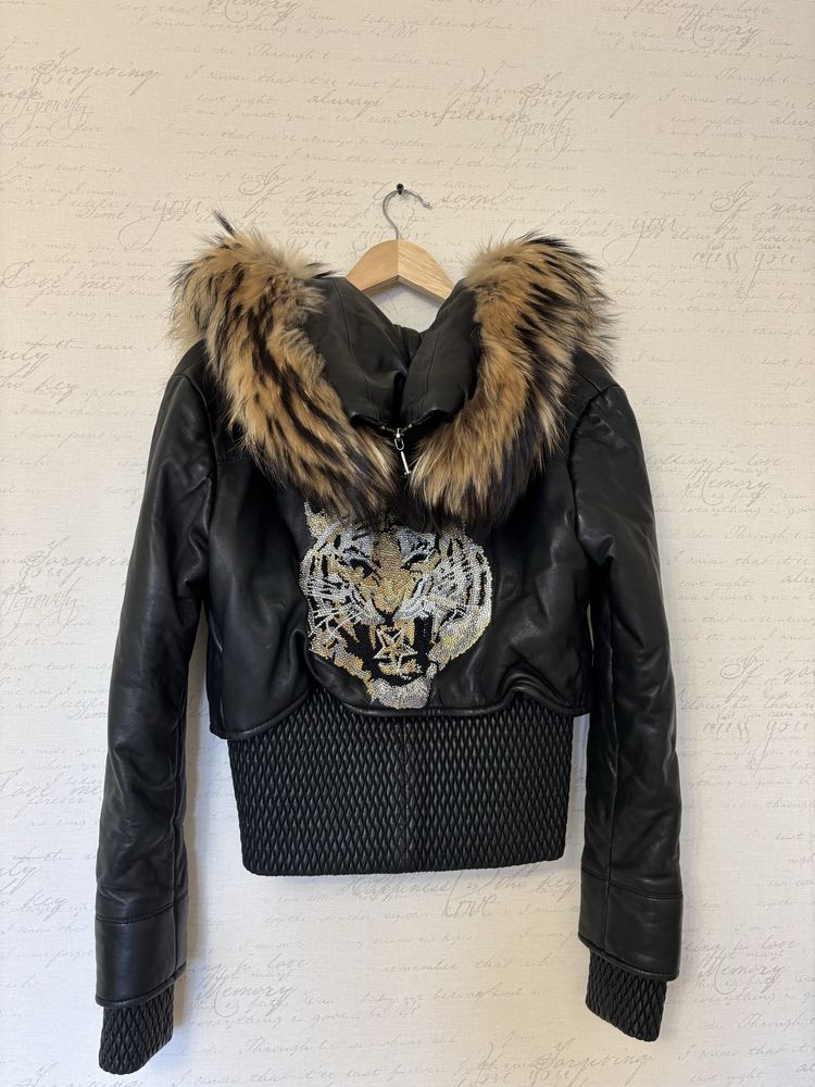 Жіноча шкіряна куртка Philipp Plein з хутром, оригінал, розмір s