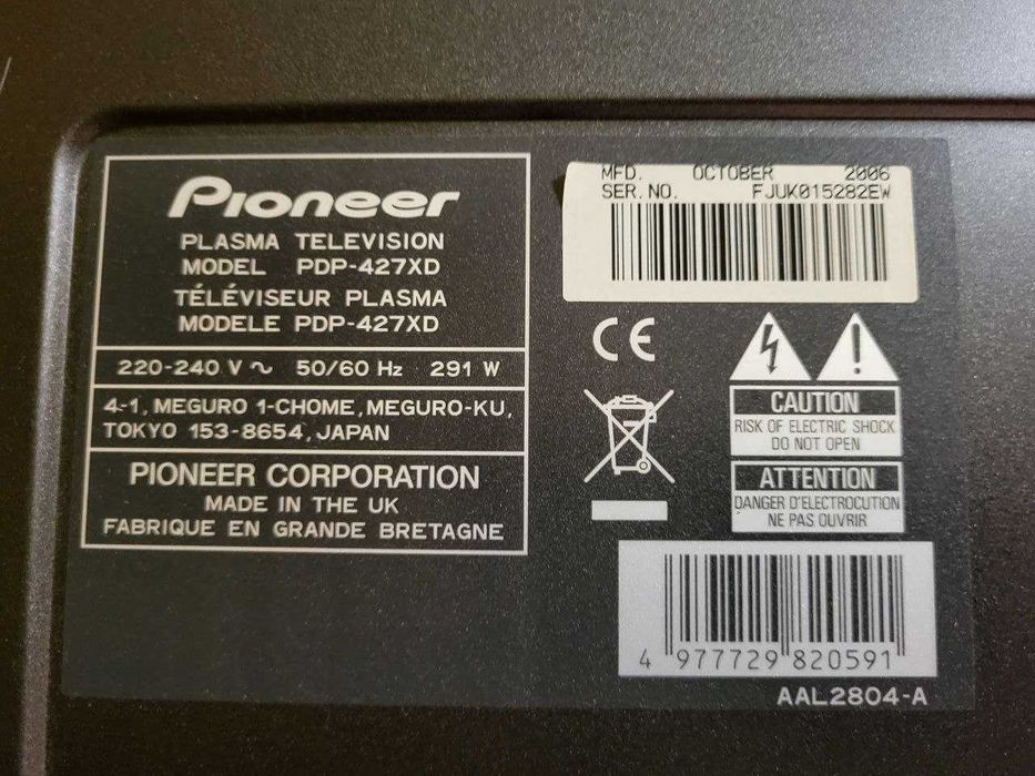 Плазмовий телевізop 42” Pioneer PDP-427XD плазменный телевизор TV ТВ