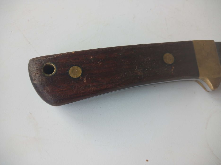 Nóż myśliwski polski Kopromed porządny mocny 22 cm mosiądz drewno