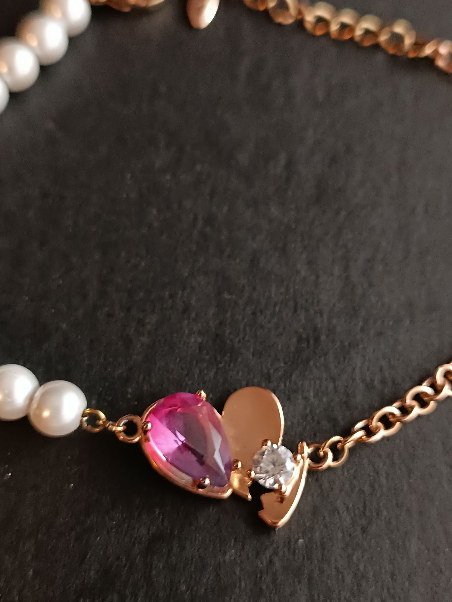 Nowa bransoletka serce z perełkami