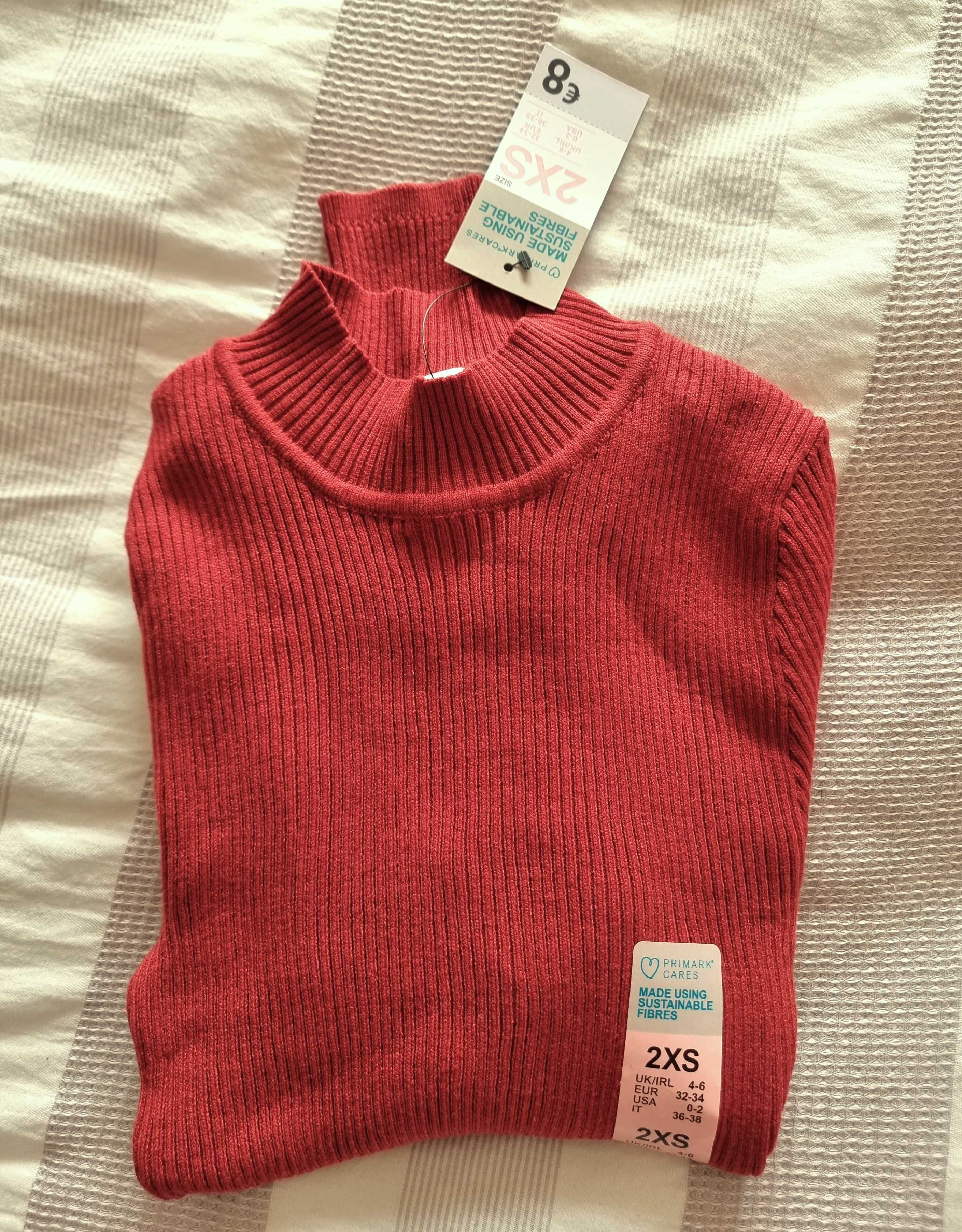 Camisola de malha cor de tijolo Primark, tam 2XS - nova com etiqueta