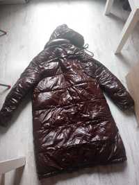 Ciepły dwustronny płaszcz XL czekolada kremowy