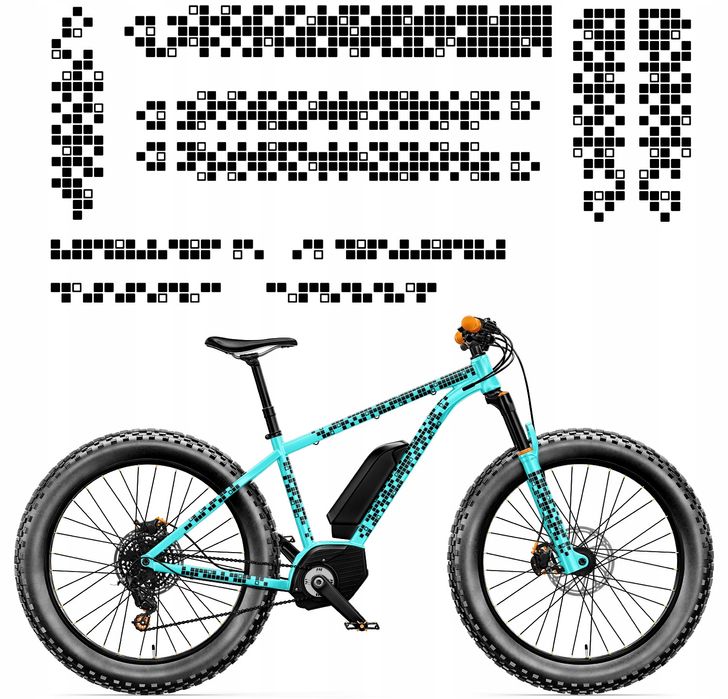 ZESTAW NAKLEJEK uniwersalnych na rower KWADRATY