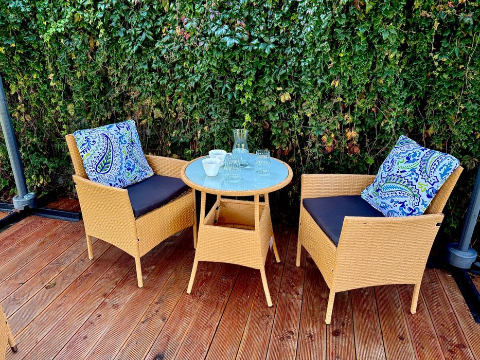 zestaw miodowy technorattan 2+1 na balkon do ogrodu