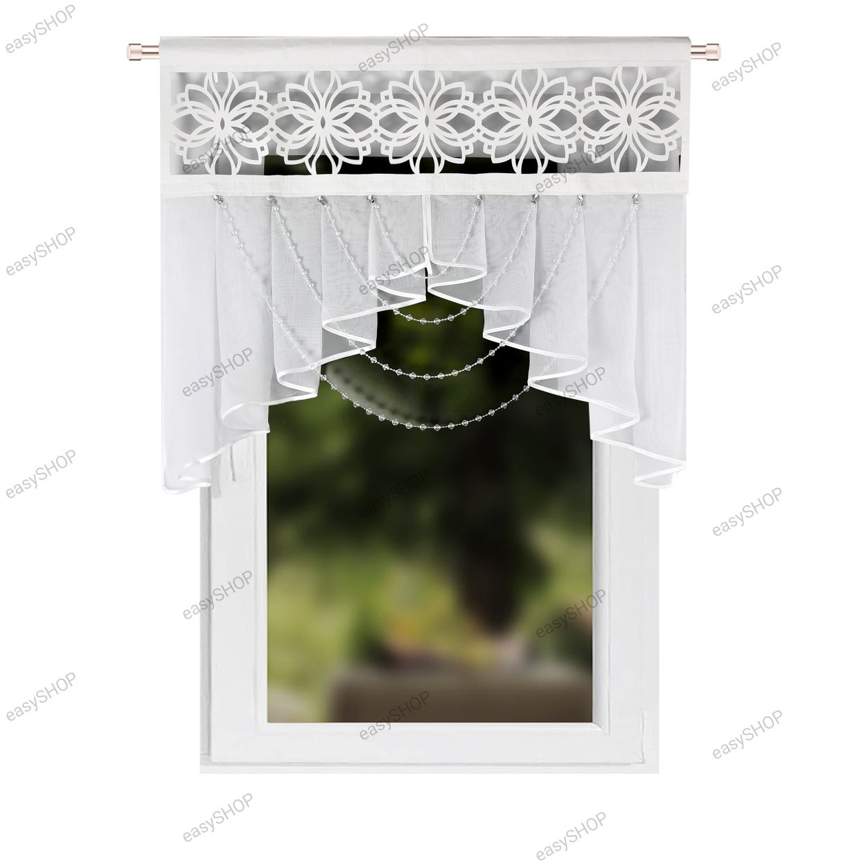 Firana panel ażurowy z kryształami 85x100