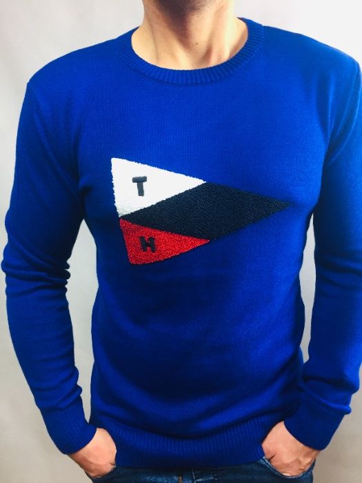 Tommy Hilfiger Sweter męski M/L/XL/XXL Niebieski Prezent dla niego