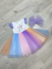 Нарядное детское пышное платье единорог с фатином размер 104