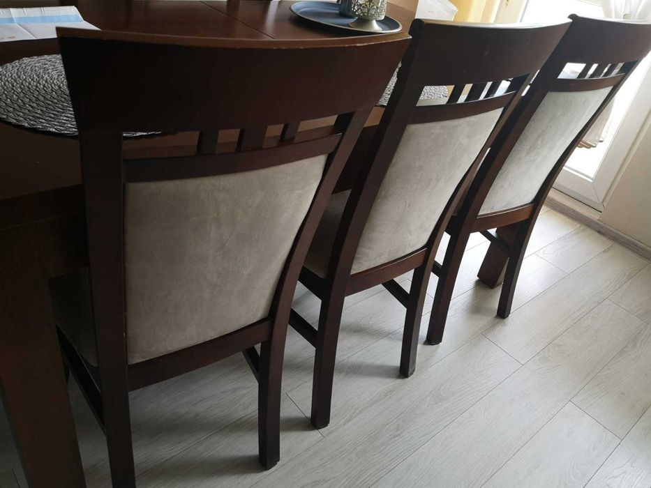 Piękny i solidny stół rozkładany + 6 krzeseł