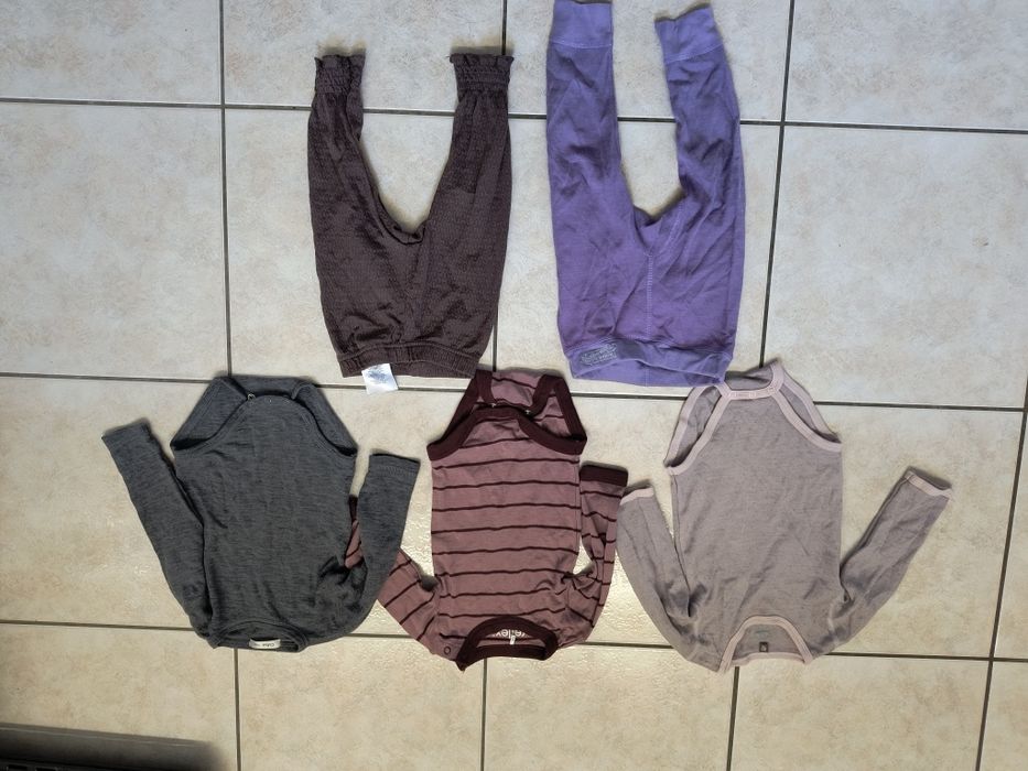 Zestaw ubranek z wełny merino 74/80 dla dziewczynki body spodenki
