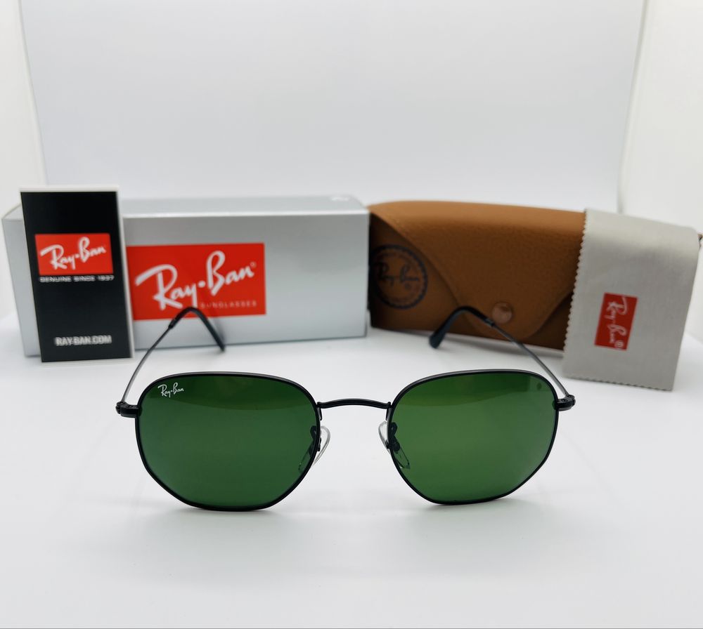 Солнцезащитные очки Ray Ban Hexagonal 3548 Black-Green 56мм стекло