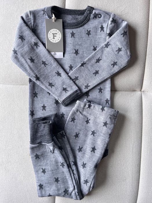 Wełniany komplet merino body i spodnie 98