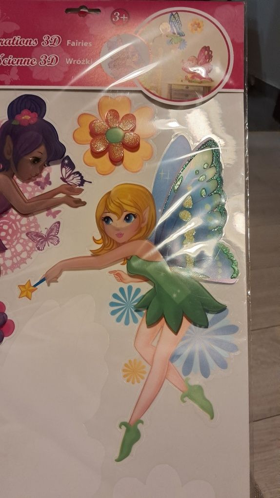 Smukee dekoracje ścienne naklejki 3D wróżki, kwiatki, zwierzątka