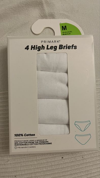 Pack 4 cuecas Primark “High Leg Briefs” tamanho M – NOVO