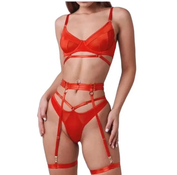 Эротический сексуальный комплект бюстгальтер трусики стринги прозрачны