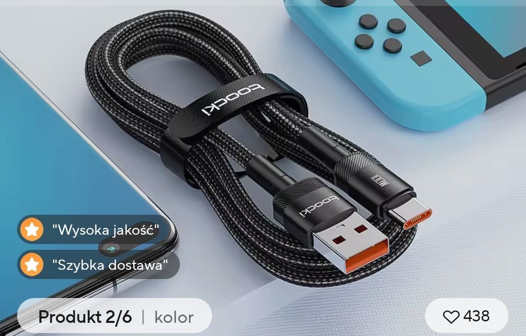 Kabel USB typ c nowy długość 1 m