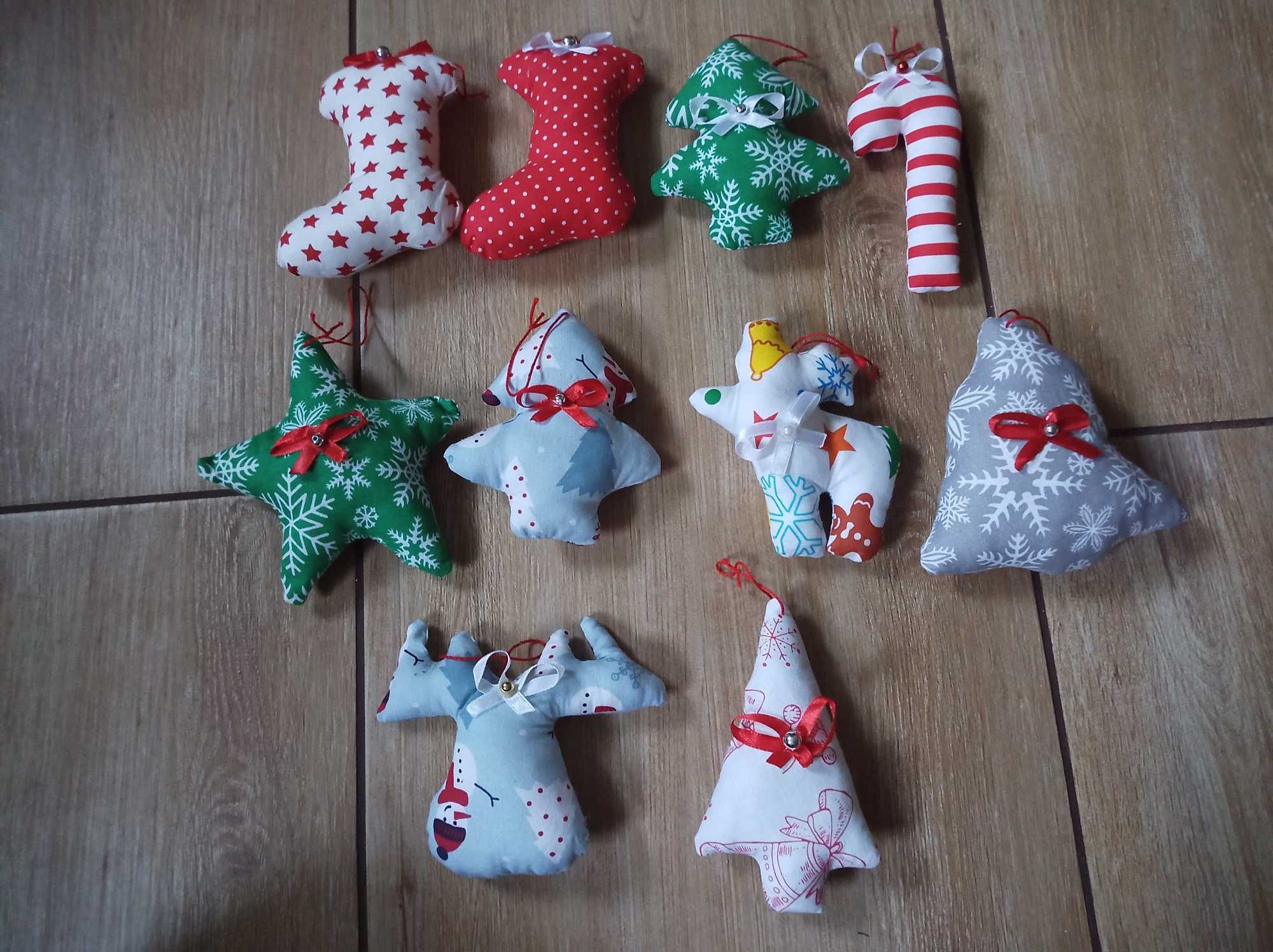 Bombki zawieszki ręcznie szyte na choinkę handmade 10 sztuk NOWE