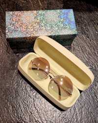 Lustrzanki Okrągłe okulary w kolorze jasnego złota i różu Linda Farrow