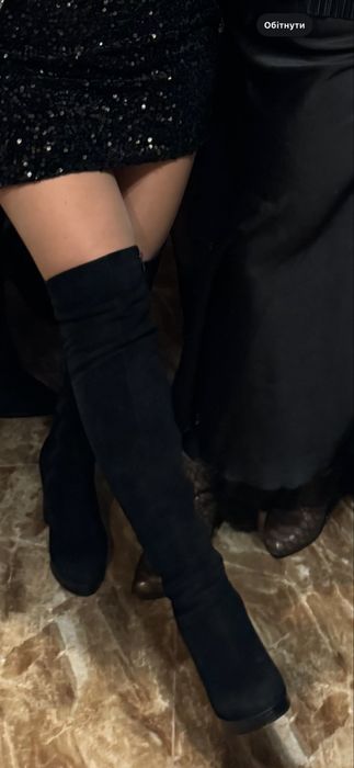 Сапоги-ботфорти замш