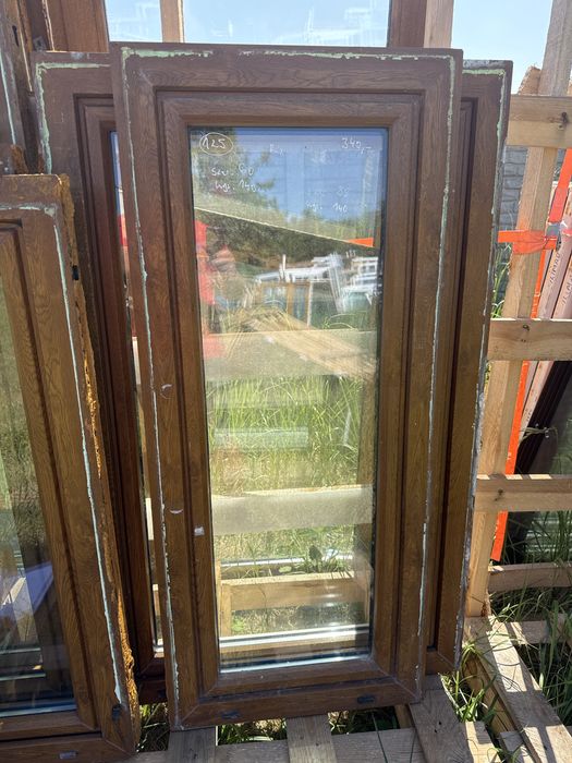 1x okno plastikowe 60x140 zloty dab obustronny (wysylka, ru, brazowe)