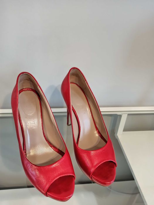 Szpilki czerwone venezia, skóra cielęca 37