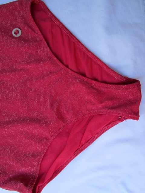 Fato de Banho Brilhante com folho, cor vermelho, Massimo Dutti