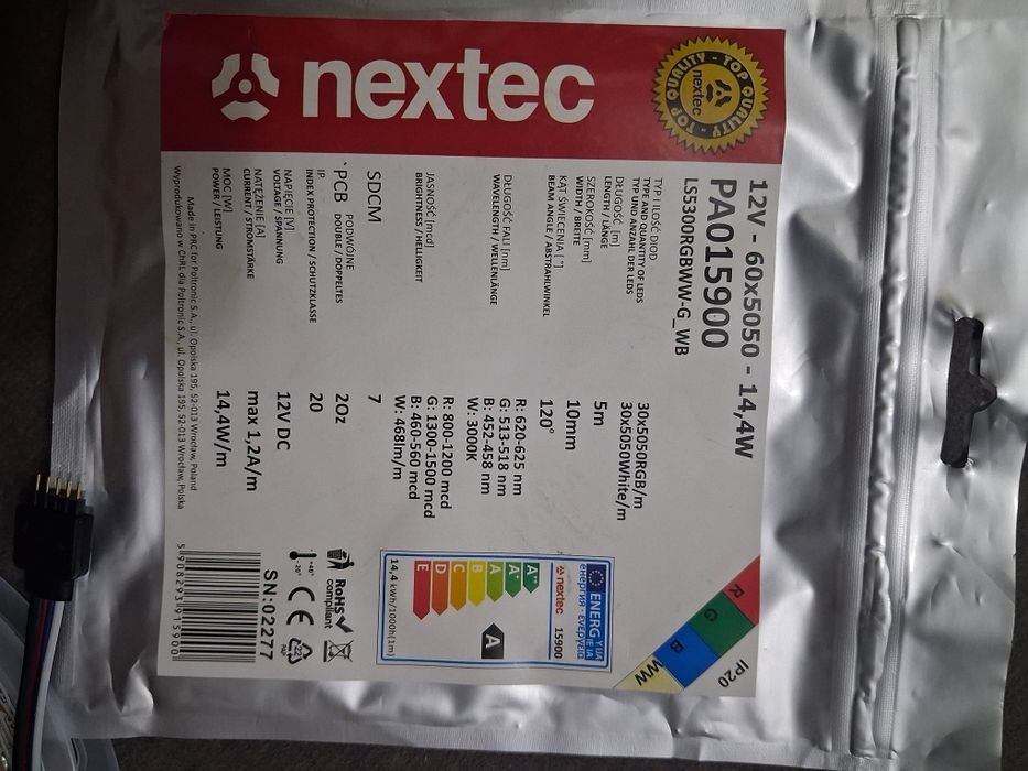 ** tasma led Nextec 5m PA015900 cirply bialy 12v 60x5050 *** Tanioo