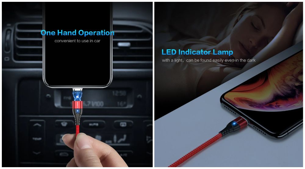 Cabo Type-C / iPhone USB 3A ficha magnética carregamento rápido