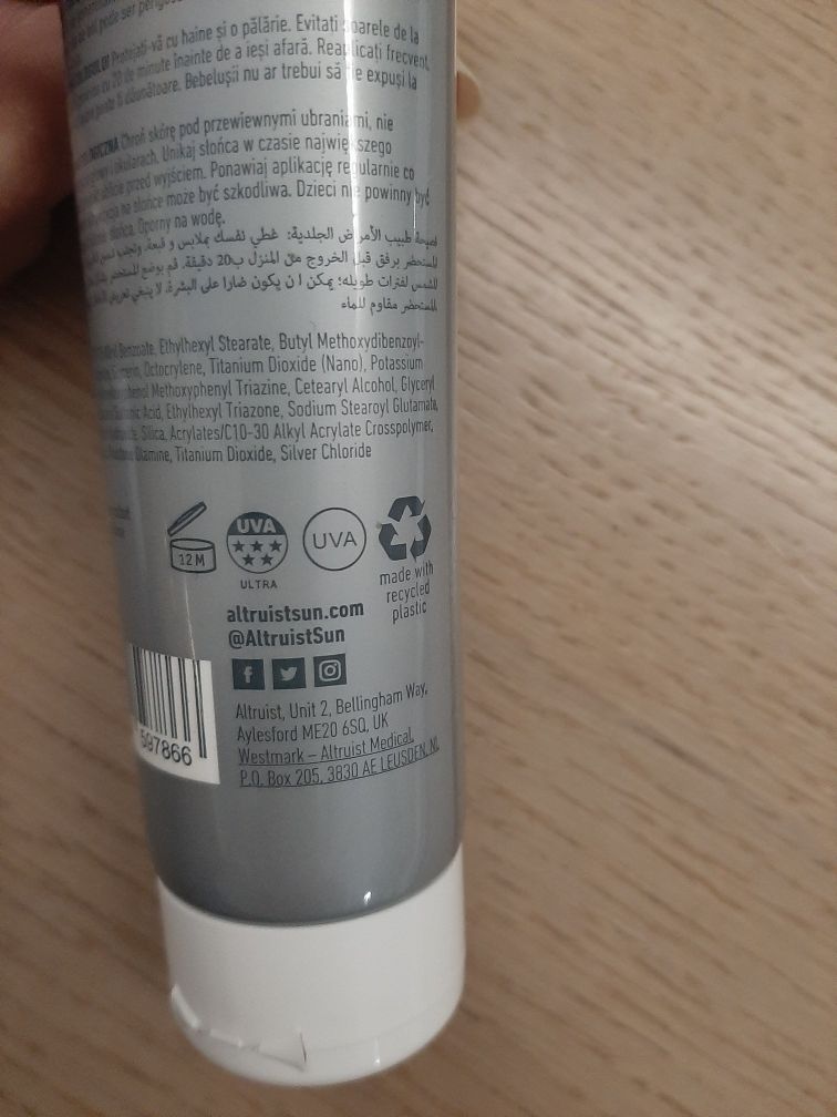 Altruist krem spf50 100ml nowy przeciwsłoneczny